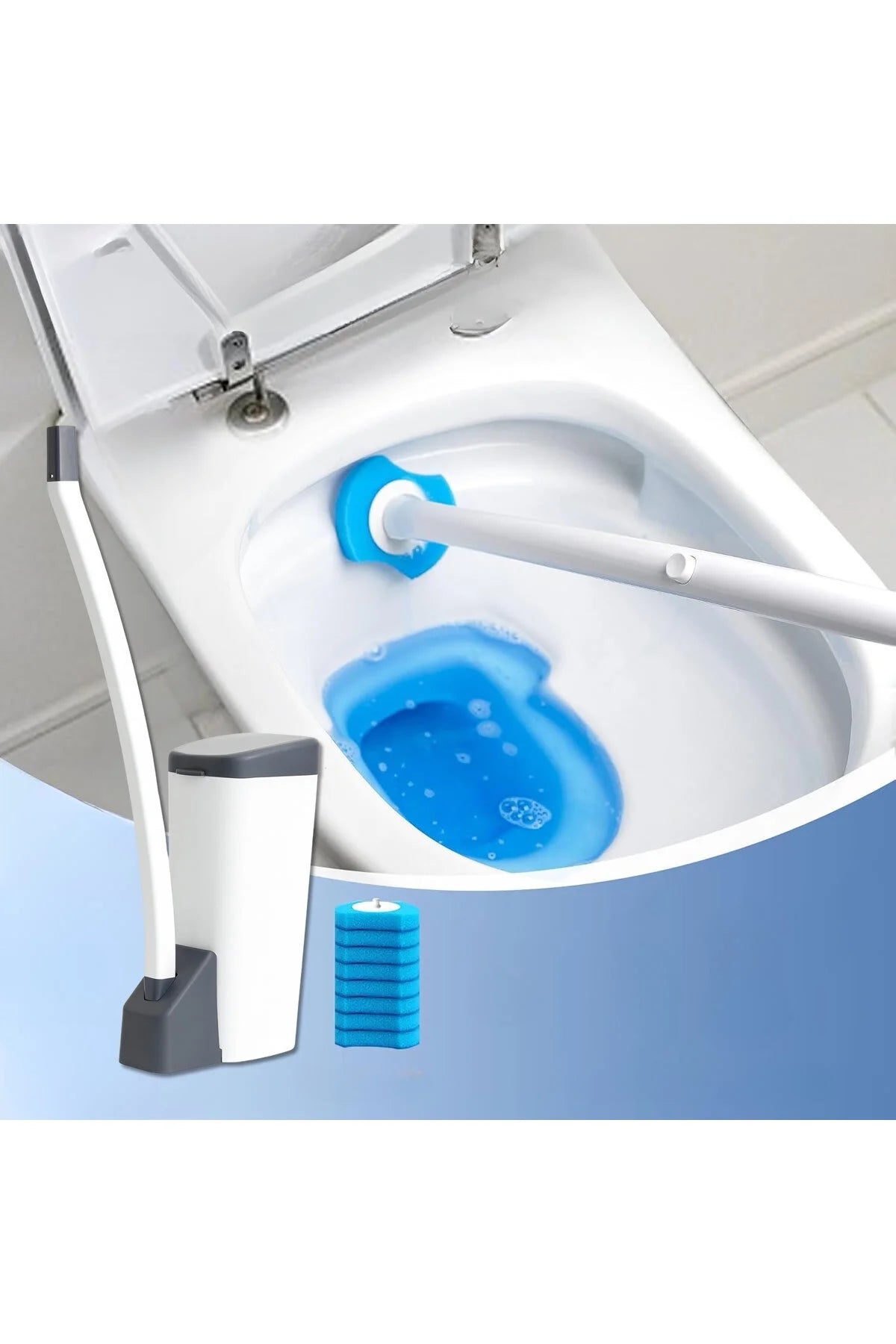 FlowPure Hijyenik Tuvalet Fırçası (+10 Adet Hediye Başlıklı)
