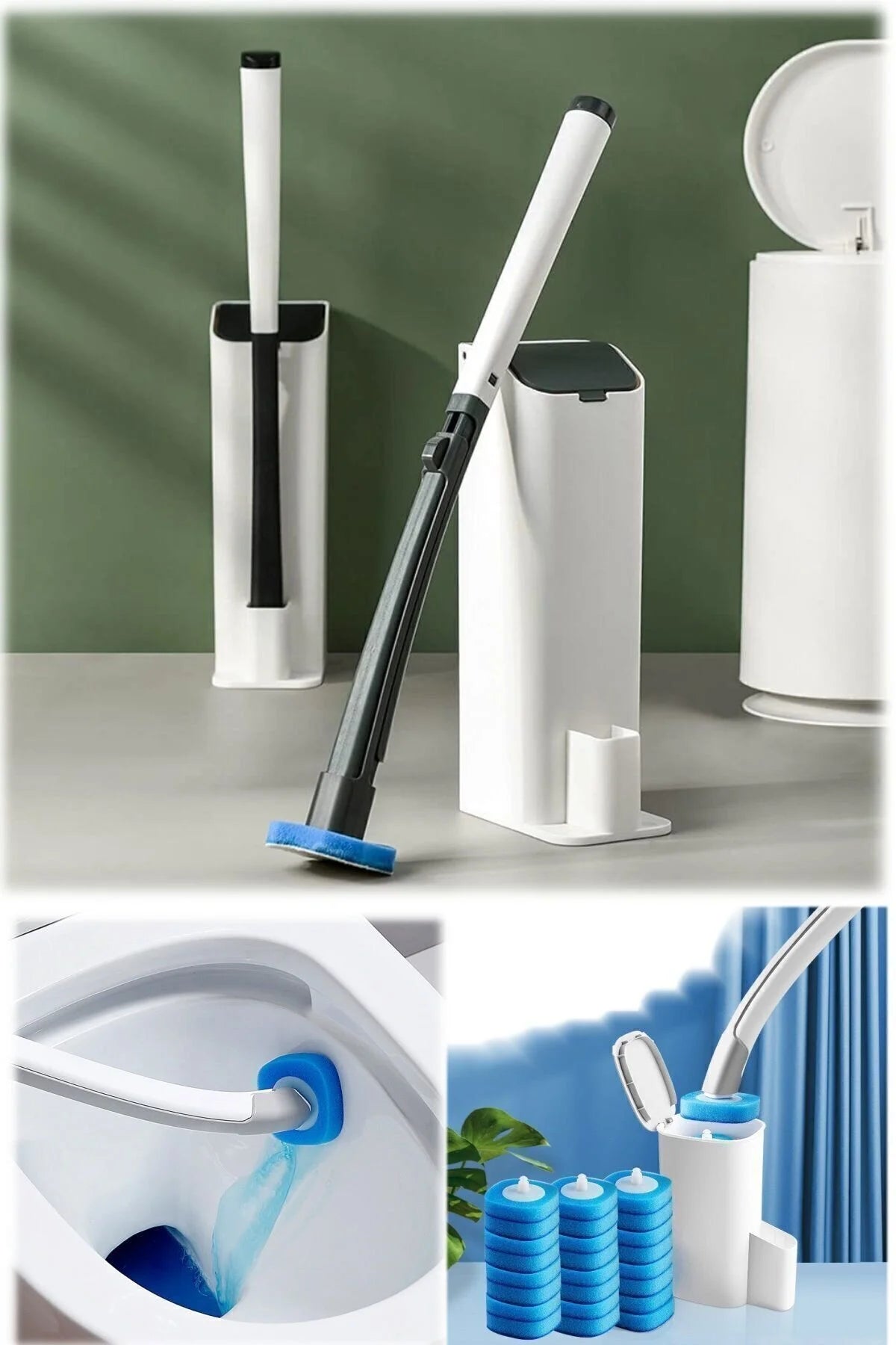 FlowPure Hijyenik Tuvalet Fırçası (+10 Adet Hediye Başlıklı)
